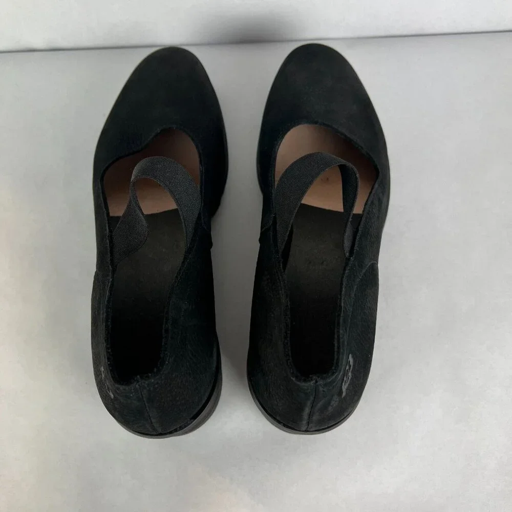 Loints Of Holland Maryjane Shoes Womens 41 9.5 10 Black‎ Wedge Pebbled Leather